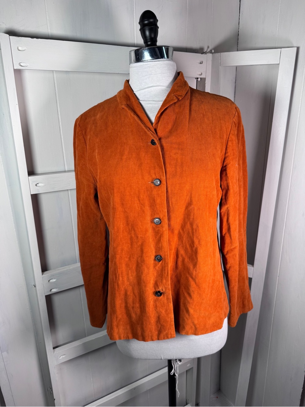 Apuntob Made In Italy Pumpkin Orange Corduroy Lined Shirt Blazer Size Medium EUC